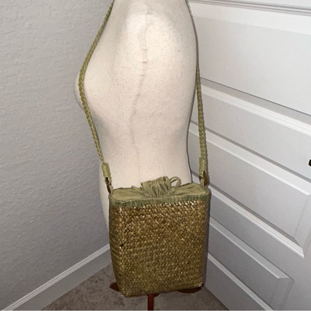 Cappelli Straworld Palm Tree Embroidered Straw Crossbody Purse Bag - Picture 3 of 10